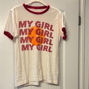 My Girl Graphic Ringer Tee - Red & Orange